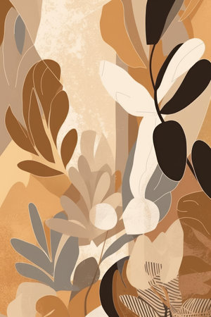 Abstract floral background with hand drawn leaves and branches. vector illustration.の素材