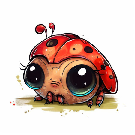 Cute cartoon ladybug isolated on white background. vector illustration.の素材