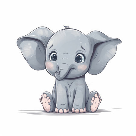 Cute baby elephant isolated on a white background. vector illustration.の素材