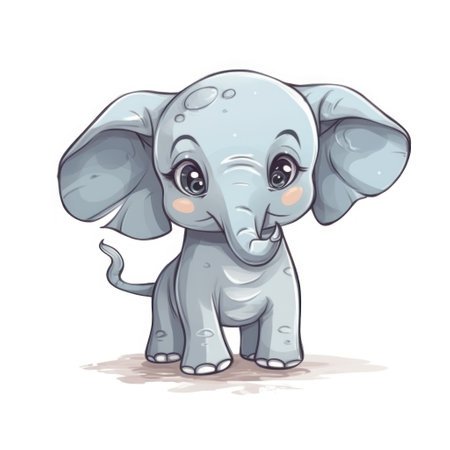 Cute cartoon elephant. Vector illustration isolated on a white background.の素材