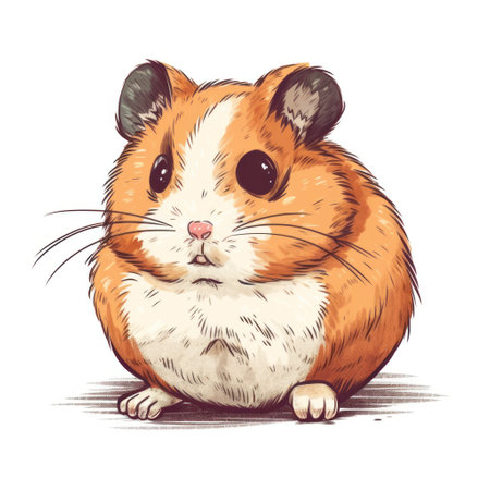 Cute hamster isolated on white background. hand drawn vector illustration.の素材