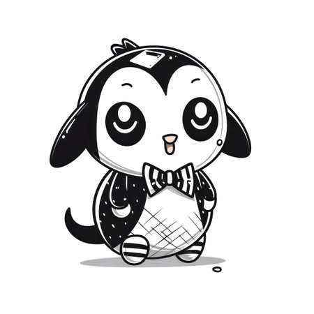 Illustration of a cute dog with bow tie, vector illustration.の素材