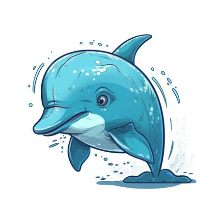 cute cartoon dolphins. Vector illustration isolated on a white background.の素材