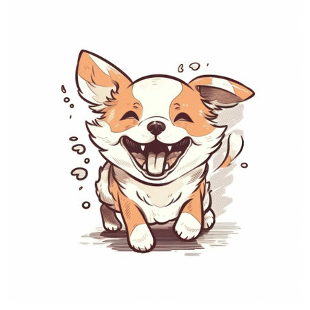 Corgi dog vector illustration. Corgi funny cartoon character.の素材