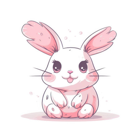 Cute cartoon bunny. vector illustration. isolated on white background.の素材