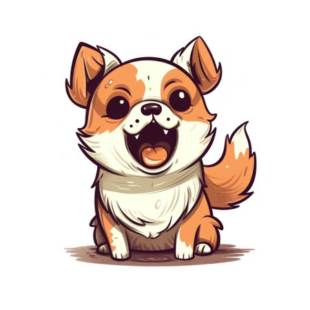 Cartoon vector illustration of a cute smiling dog. isolated on white background.の素材