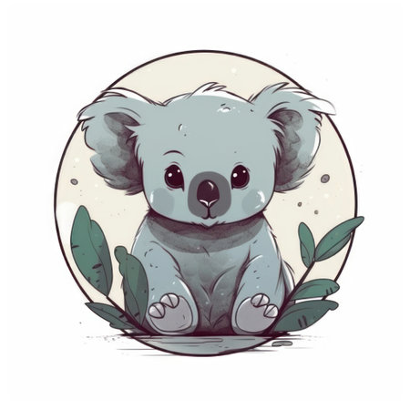 Cute cartoon koala sitting, vector illustration.の素材