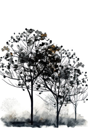 Watercolor tree isolated on white background. hand drawn illustration for your designの素材