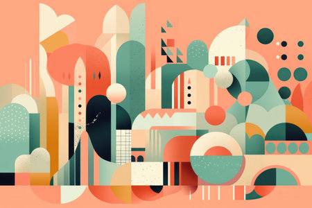 Abstract background with geometric shapes in retro style. vector illustration.の素材