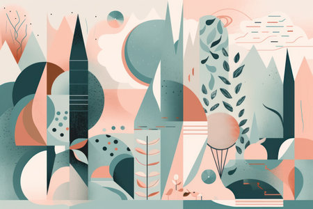 Abstract geometric background with hand drawn elements and shapes. vector illustration.の素材