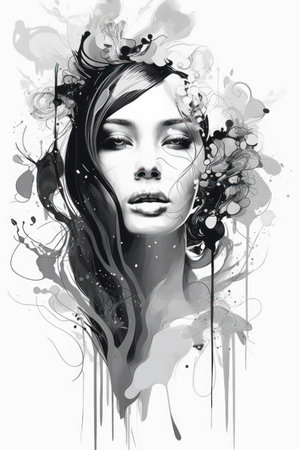 Fashion portrait of beautiful young woman with stylish hair. vector illustration.の素材