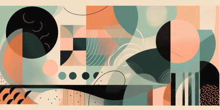 Abstract background with geometric elements in retro style. vector illustration.の素材