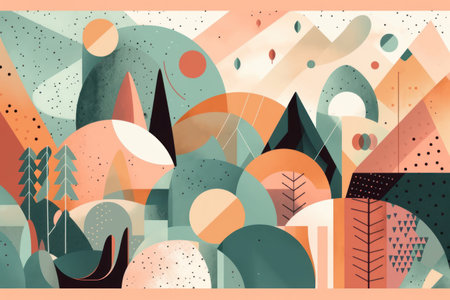 Abstract background with geometric shapes and hand drawn elements. vector illustration.の素材