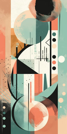Abstract composition with geometric shapes and grunge textures. vector illustration.の素材