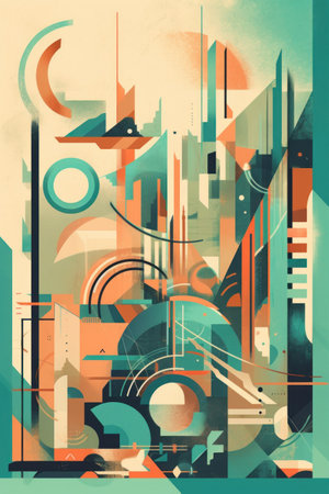Abstract composition with geometric shapes and grunge textures. vector illustration.の素材