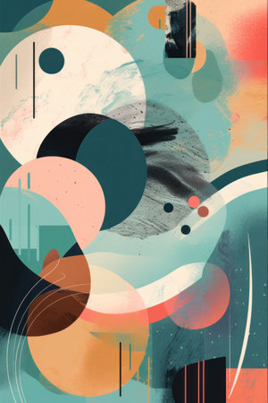 Abstract composition with geometric shapes, spots, lines, grunge textures. vector illustrationの素材