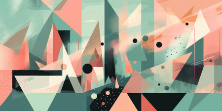 Abstract geometric background with triangles and grunge textures. vector illustration.の素材