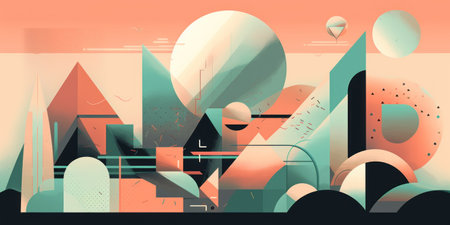 Abstract geometric background in retro style. vector illustration for your design.の素材
