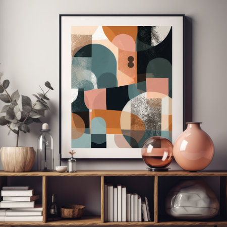 Mock up poster frame in scandinavian style interior. 3d rendering illustrationの素材