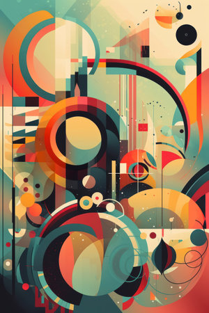 Abstract geometric background with circles and lines. vector illustration for your designの素材