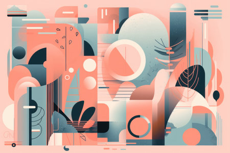 Abstract composition of geometric shapes in pastel colors. vector illustration.の素材