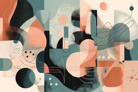 Abstract background with geometric shapes, spots, lines and splashes.の素材