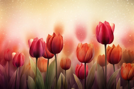 Tulips background with bokeh effect. vector illustration.の素材