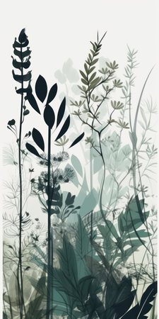Abstract floral background with wild flowers and plants. hand drawn vector illustration.の素材