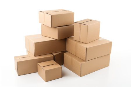Cardboard boxes isolated on white background. Clipping path included.の素材