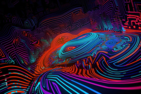 Abstract colorful background. 3d rendering, 3d illustration. computer digital drawing.の素材