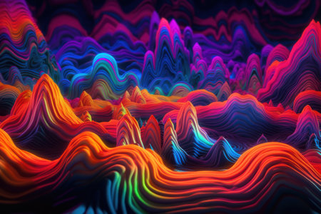 Abstract colorful wavy background. 3d rendering, 3d illustration.の素材