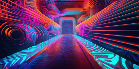 3d rendering of abstract background with neon lights. Sci fi tunnel.の素材