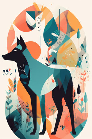 Vector illustration of a deer in a flat style. vector illustration.の素材