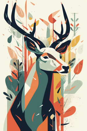 deer in the forest, vector illustration, eps10 formatの素材