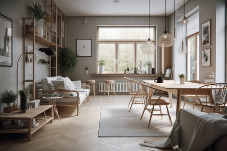 Interior of modern living room in scandinavian style.の素材