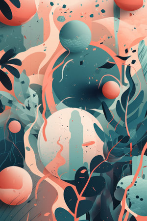 Abstract background with geometric elements and leaves. vector illustration for your designの素材