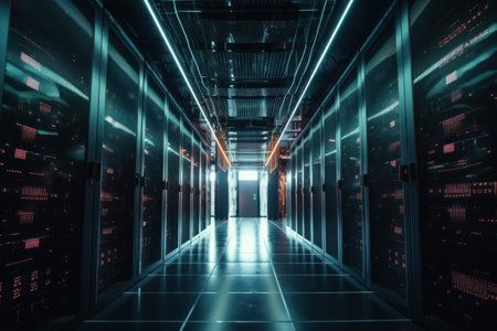 server room data center. Internet and technology concept. 3D Renderingの素材