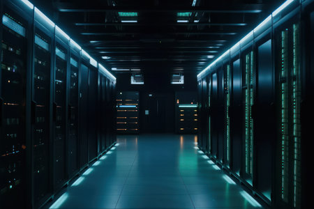 server room data center. Network and internet concept. 3D Renderingの素材