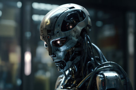 Robot in a futuristic space suit. 3d rendering. computer digital drawing.の素材