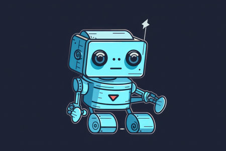 Cute robot with a screwdriver. hand drawn vector illustration.の素材