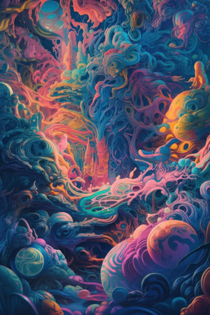 Abstract background with colorful clouds and stars. 3d rendering, 3d illustration.の素材