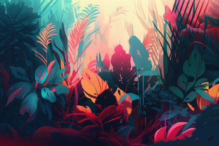 Abstract background of tropical plants. colorful vector illustration. EPS 10の素材