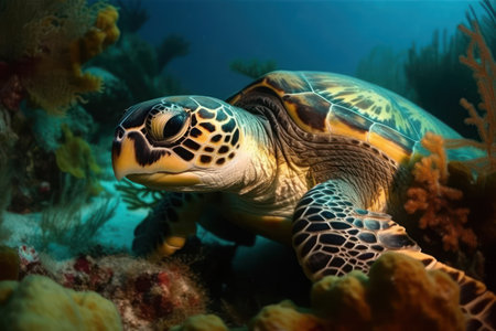 Hawaiian Green Sea Turtle (Chelonia mydas)の素材