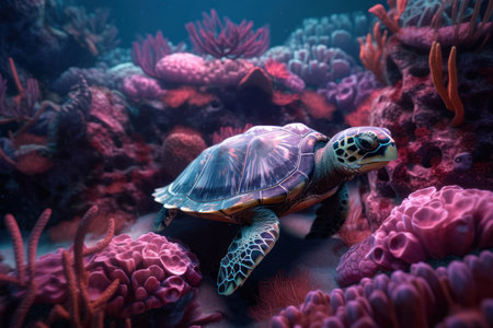 Hawaiian Green Sea Turtle (Chelonia mydas)の素材