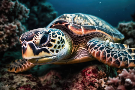 Hawaiian Green Sea Turtle (Chelonia mydas)の素材