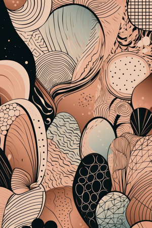 Seamless pattern with hand drawn seashells. vector illustration.の素材