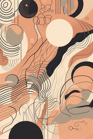 Abstract vector background with hand drawn organic shapes and lines. contemporary art.の素材