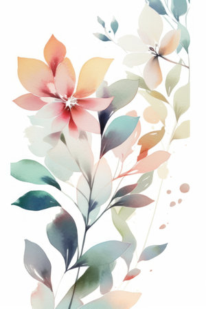watercolor flowers. Manual composition. pastel colors. Spring. Summer.の素材