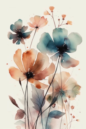 watercolor flowers. hand painted floral background. watercolor painting.の素材