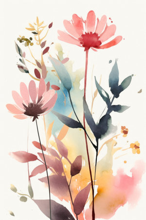 watercolor flowers. hand painted illustration. Floral background for your design.の素材